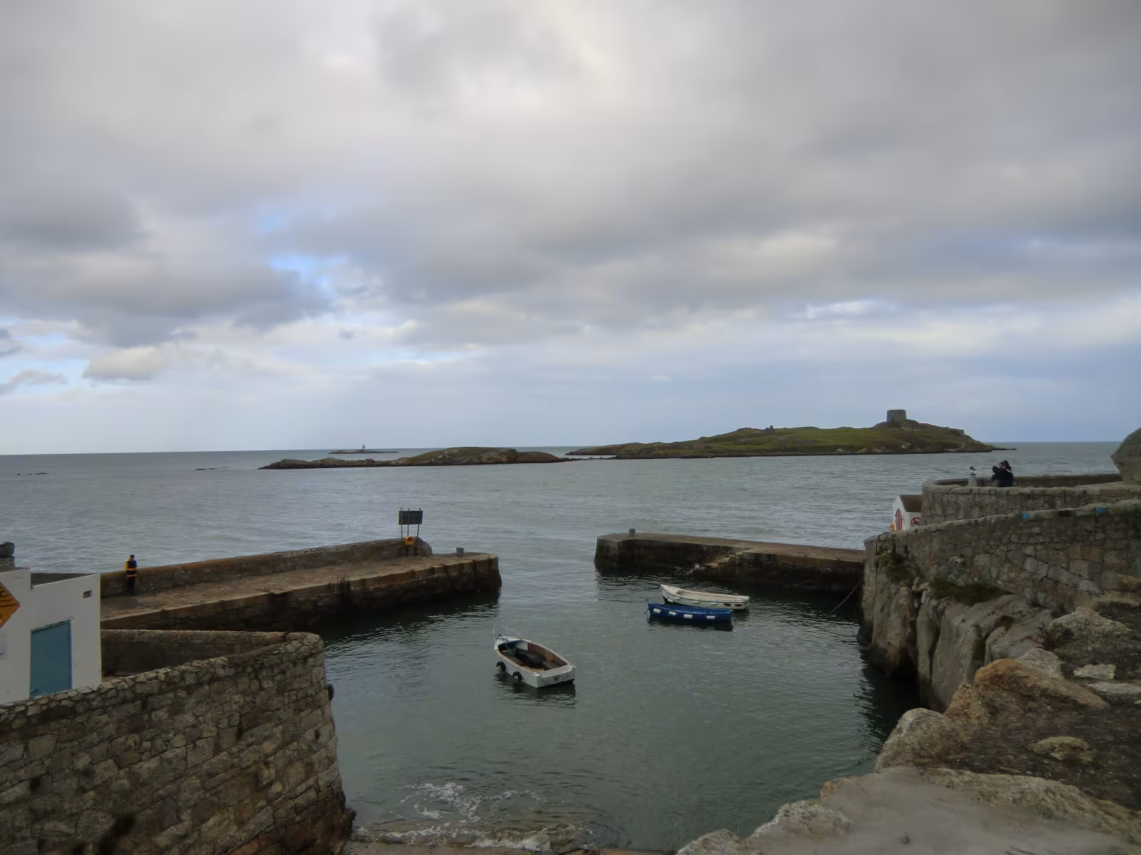 Coliemore Harbour in Dalkey with Dalkey Island and its Martello tower visible in the background